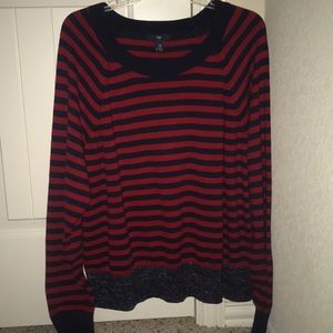 Red and blue striped Gap sweater